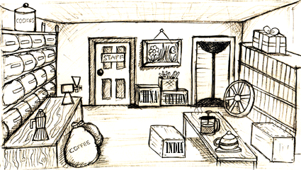 This is a sketch of our cyber shop - nothing like the real thing of course