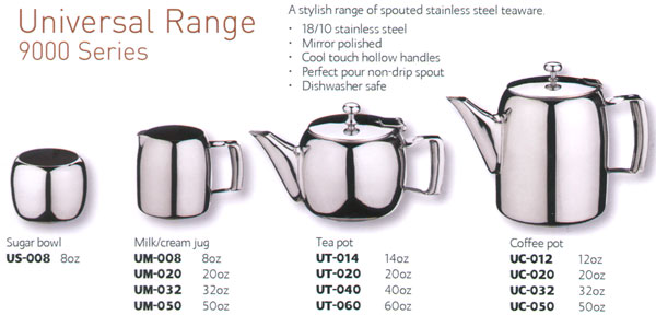 Universal-range tea and coffee service ware